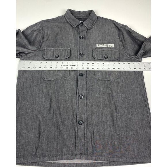 Express NYC Button Down Long Sleeve Shirt Mens Large Gray Casual O0189 - Picture 11 of 12